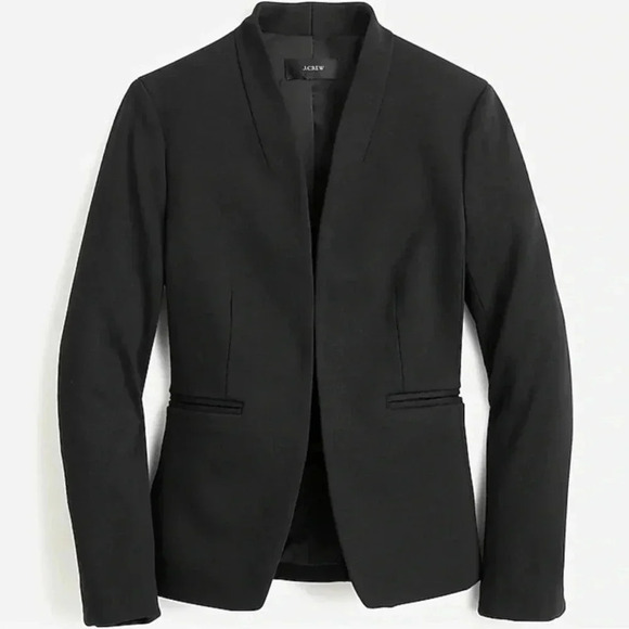 J. Crew 365 Black Stretch Twill Open Front Going Out Blazer Sz 4 - Picture 1 of 12